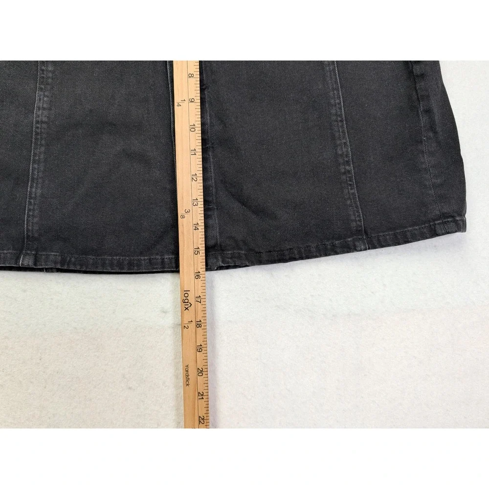 American Eagle Womens Denim Mini Skirt Sz 14 Button Front Black - Picture 8 of 8
